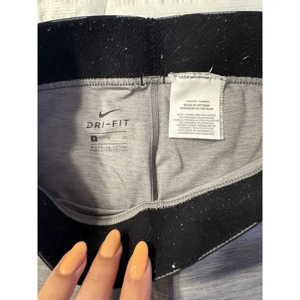 Nike Pro Gray Leggings Black Waist Band Dri-Fit Women's Small